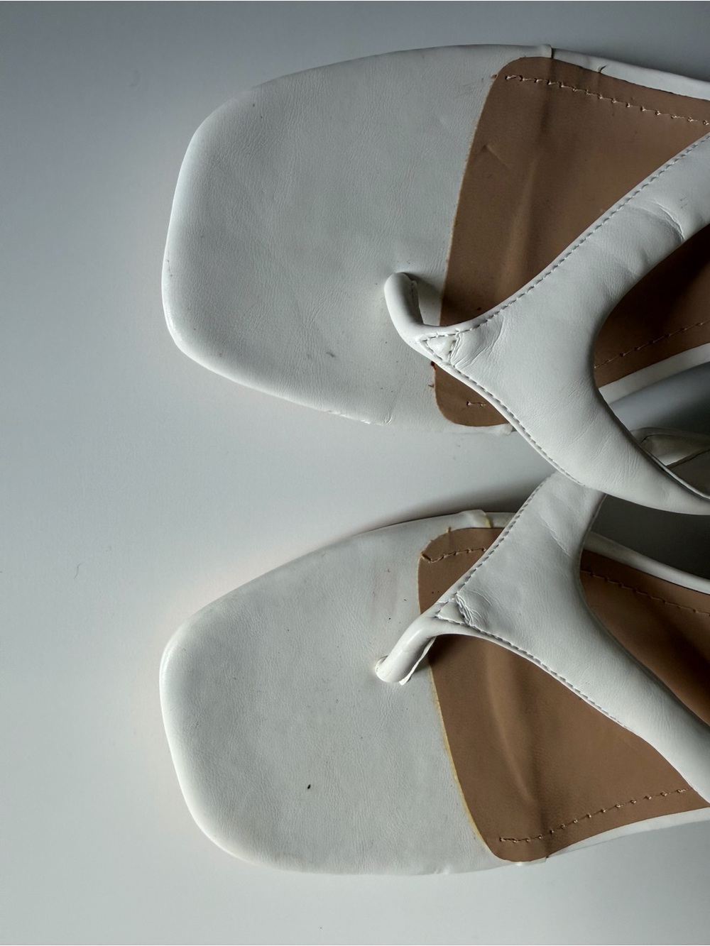 JustFab Aya White Square-Toe Thong Mules - Picture 3 of 7